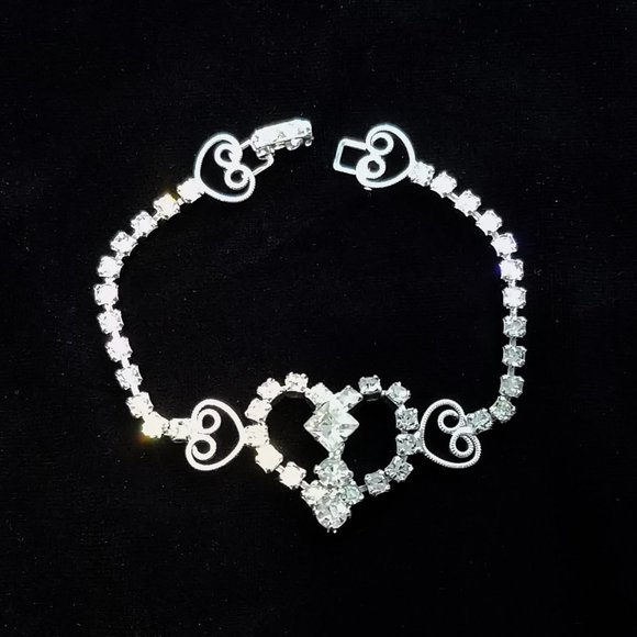 Vintage Rhinestone Heart Statement Set - Picture 2 of 5